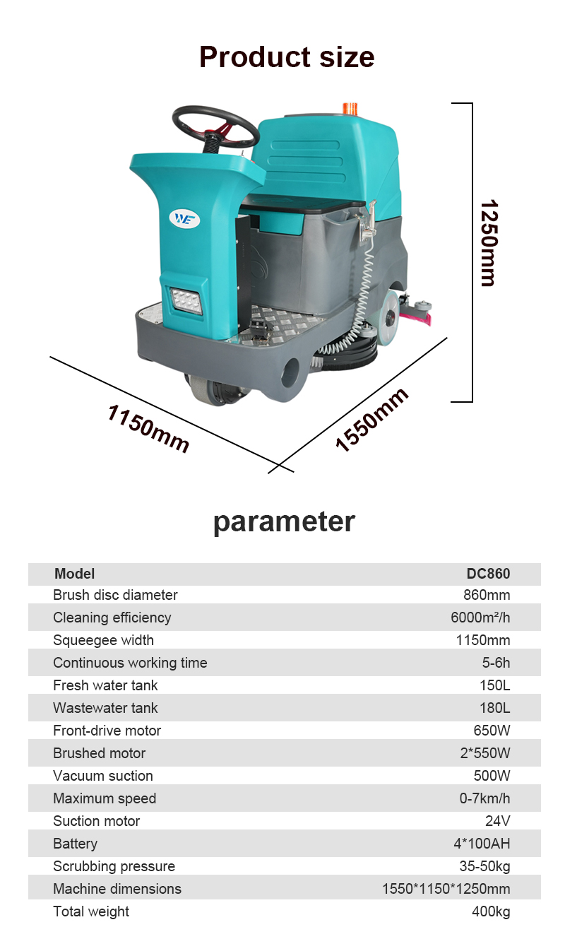 Electric Heavy Duty Industrial Floor Cleaner Machine Cold Water Cleaning Ride on Floor Scrubber Machine