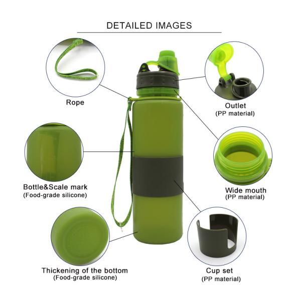 650ML Odorless Leak Proof Silicone Folding Bottle