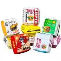 Customized Different Shape Fast Food Grade Kraft Paper Burger Boxes Recyclable Eco-Friendly at Prices