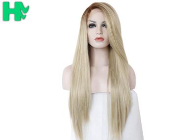 Half Hand Tied Cosplay Sexy Light Yellow Synthetic Wigs 26 Inch For Adult Makeup
