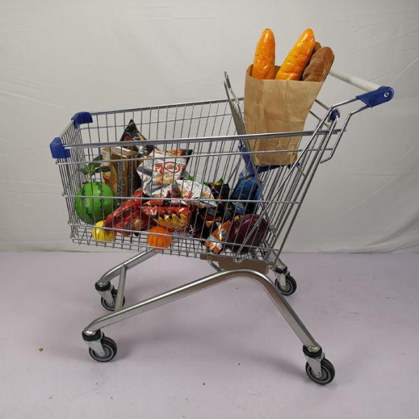 European Style 125L Supermarket Metal Shopping Trolley Anti Theft With 4