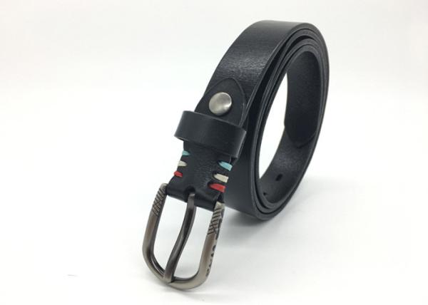 Fashion Womens Genuine Leather Belt With Colored Hand Stitches And Carved Buckle 1”(20mm) Wide