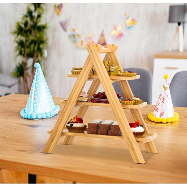 3 Tier Shabby Chic Solid Wood Versatile Tiered Tray Stand for Food Dessert Displays Weddings Events and Home Decor