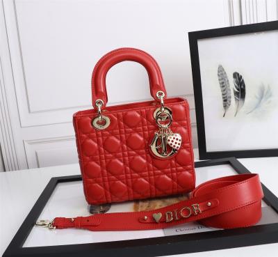 Lady Red Lambskin My Abcdior Dior Cannage Shoulder Bag D6806