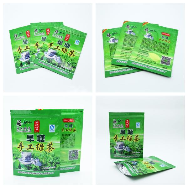 Eco-Friendly Stand Up Bags For Tea Packaging With Aluminum Foil Liner And Resealable Zipper Bulk Orders Discounts.