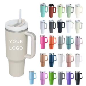 OEM ODM de aço inoxidável 40 oz caneca de viagem com alça e palha