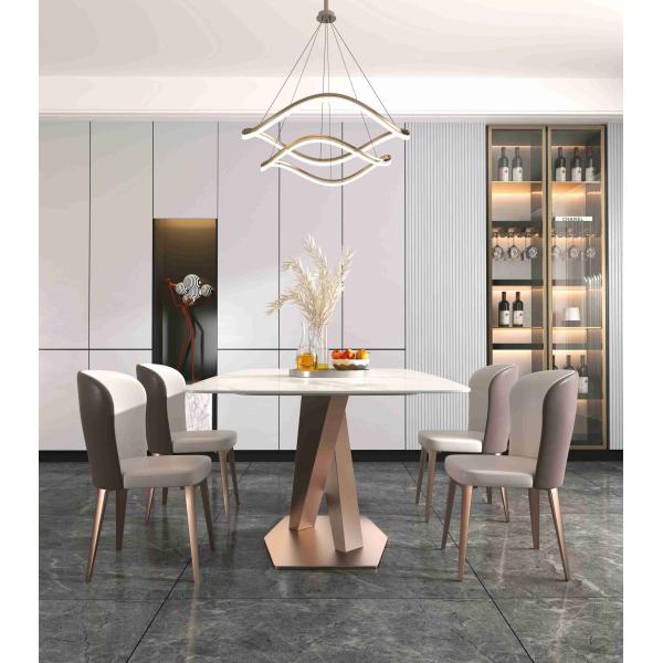 Plain X Base Luxury Modern Dining Tables 6 8 Seater Marble Top Stainless Steel Frame