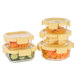 IKOO Glass Food Storage Containers with Vent Lids - Airtight & Leakproof - Microwave/Oven/Freezer Safe - BPA Free - Ideal for Meal Prep, Storing Leftover & Lunch