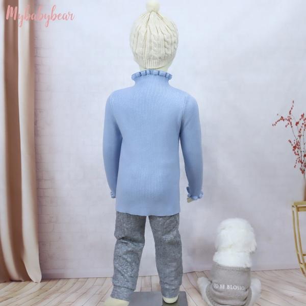 Custom Winter Baby Kids Rib Knitted Sweaters Baby Girl Boy Pullover Children Jumper Warm Slim Fit Rib Knitted Baby Sweater