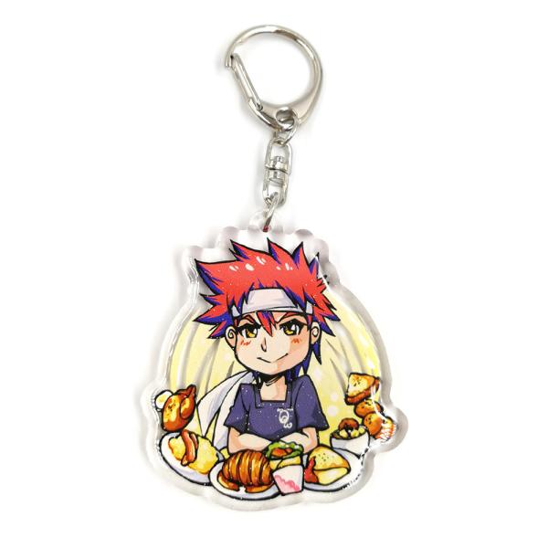 Custom best promotion single glitter resin charm keychain epoxy with anime character printed