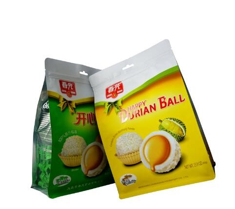 Printed Block Bottom Stand Up Food Grade Package Aliuminum Foil Laminated Dry Fruit Plastic Packaging Bags
