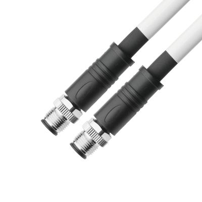 ROHS UL20554 26AWG cable ,BLACK PUR M12 Hybrid 4+4Pin Circular Connector