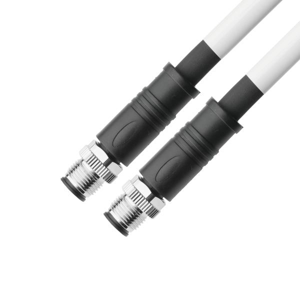 RoHS UL20554 26AWG cabo,BLACK PUR M12 híbrido 4+4Pin conector circular