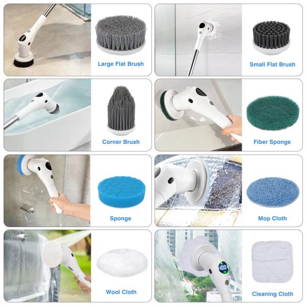 Multifunction Electric Rotating Scrubber Brush Tile Cleaning Automatic
