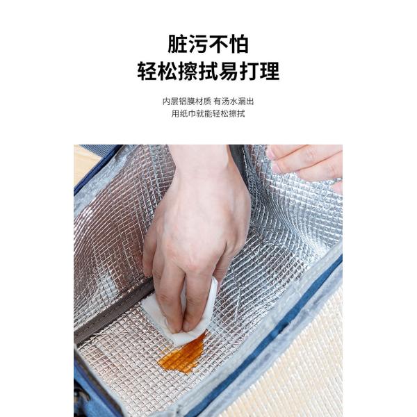 COMMUTER LUNCH BOX HANDBAG SQUARE INSULATED BAG ALUMINUM FOIL THICKENED BENTO BAG OFFICE STUDENTS BRING MEALS LARGE CAPA