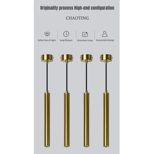 Golden Long Tube Cylindrical Pendant Light Ceiling Surface Mounted