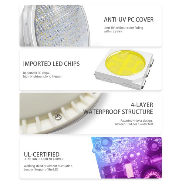 Регулятор приведенный ABS лампы бассейна равенства 56 цвета IP68 водоустойчивые RGB 18 ватт