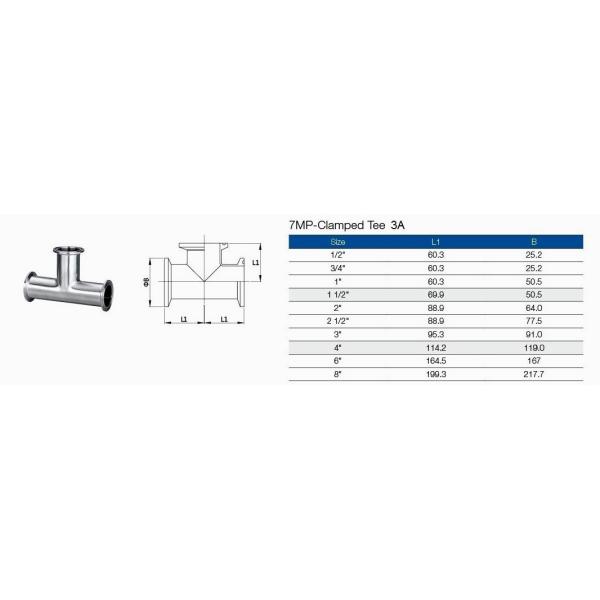 7MP нержавеющая сталь санитарные трубы фитинги Tri Clamp Equal Tee