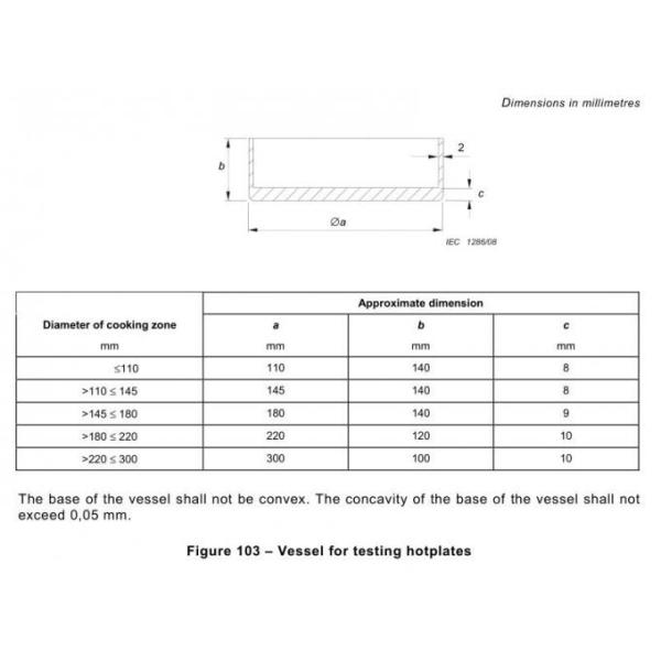 110mm IEC Test Equipment Aluminum Vessel For Induction Hotplates