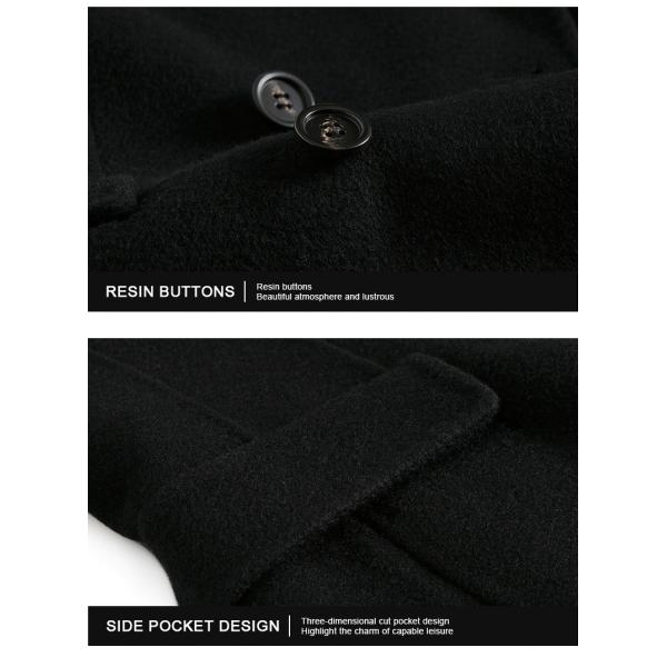 Puro de lã Vertical Stripes Double-breasted casaco masculino com comprimento curto e caxemira