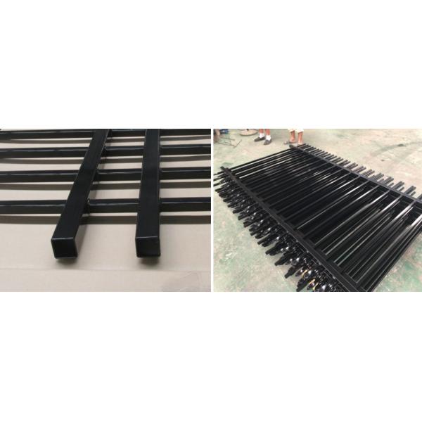 Аэропорт 6x8ft Металлическая ограждение Палсада порошок кованое железо Безопасность плоский верх