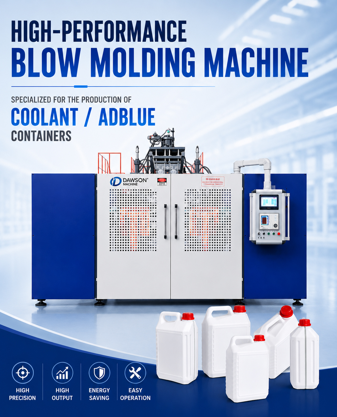 Automatic 5 Liter HDPE Container Making Machine with Long Service Life Extrusion Blow Molding Machine