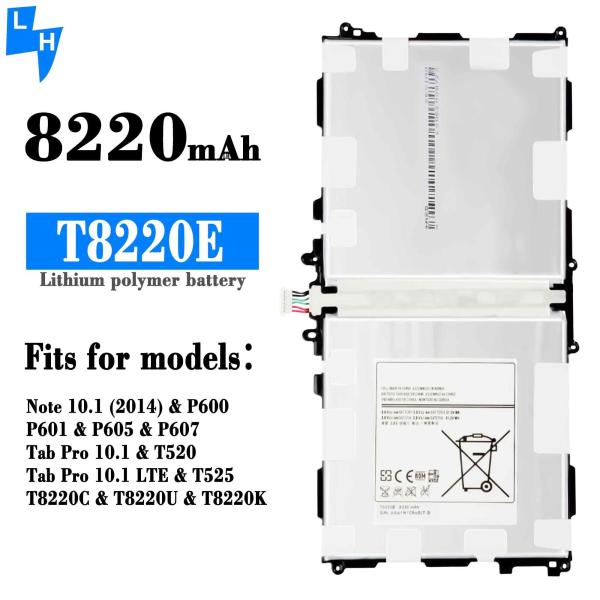 Bateria preta A 8220mAh T8220E para Samsung Galaxy Note 10.1 2014 P600 P601 P605 T525 T520