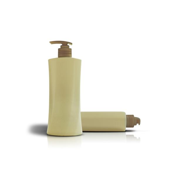 Yellow Pump Plastic Lotion Bottles , Shiny Empty Shampoo And Conditioner Bottles