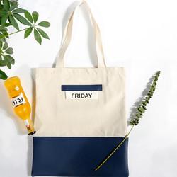Fashion Leather Canvas Bag Zipper Bag For Shopping