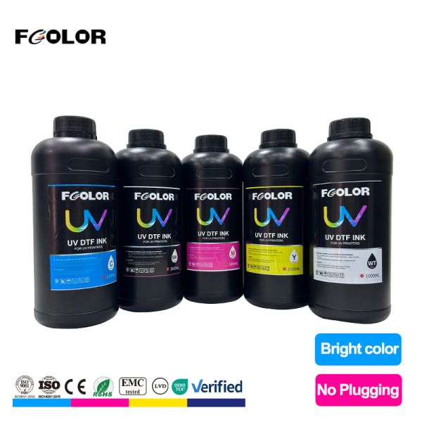FCOLOR UV DTF Printer Ink 1000ml Hard Soft AB Film LED UV Ink for Epson I3200