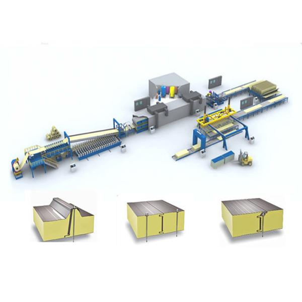 Exterior Wall PU Sandwich Panel Line / 24 m PIR Sandwich Panel Roll Forming Machine