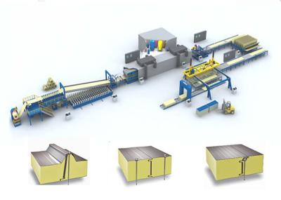 Exterior Wall PU Sandwich Panel Line / 24 m PIR Sandwich Panel Roll Forming Machine