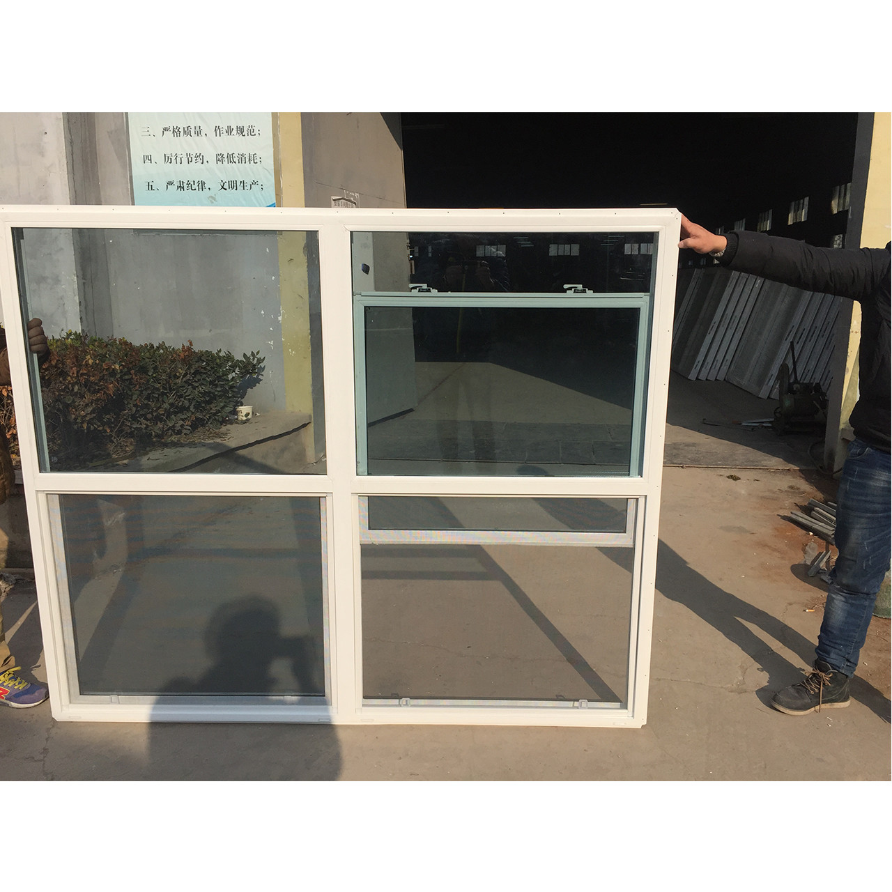 Загарное стекло UPVC одноподвешенное окно в американском стиле Профиль ПВХ Сдвижное виниловое окно