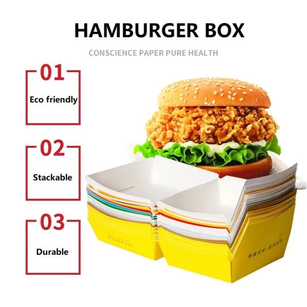 Alimentos personalizados para la restauración de fritas francesas Contenedores para servir alimentos Papel de cartón Kraft corrugado