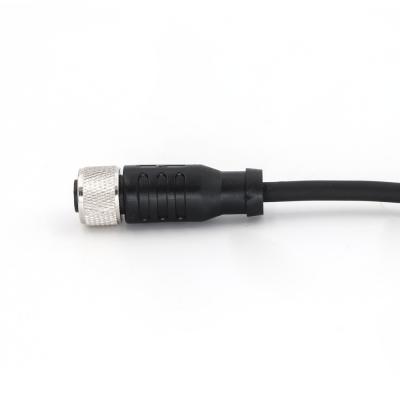 M12 Conector de cabo 10M pré-montado 3 pines IP67 PVC reto preto Desprotegido