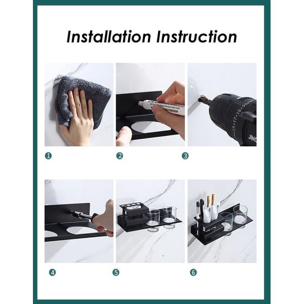 Multifunctional Wall Mounted Toothbrush Holder Matte Black Color ODM