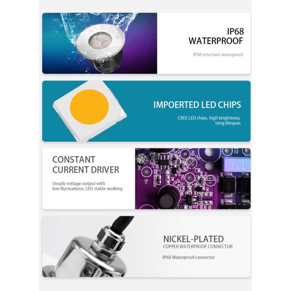 3W Underwater Led Lights Waterproof  IP68 24V V Pure White Color Anti - Corrosion