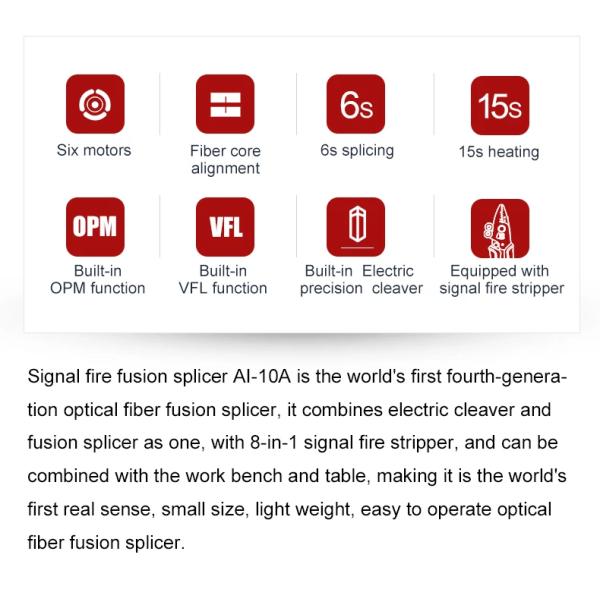 AI-10A Fiber Optic Fusion Splicer 6 Motors FTTH Melting Machine