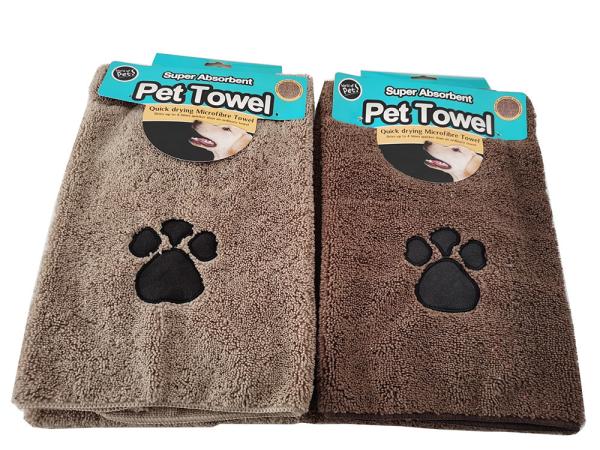Quick Dry Microfiber Super Absorbent Dog Bath Towel With Paw  Embroidery