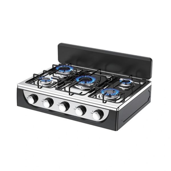 Professional Grade Five Burner Gas Stove Supplier Equipped with Safety Valves