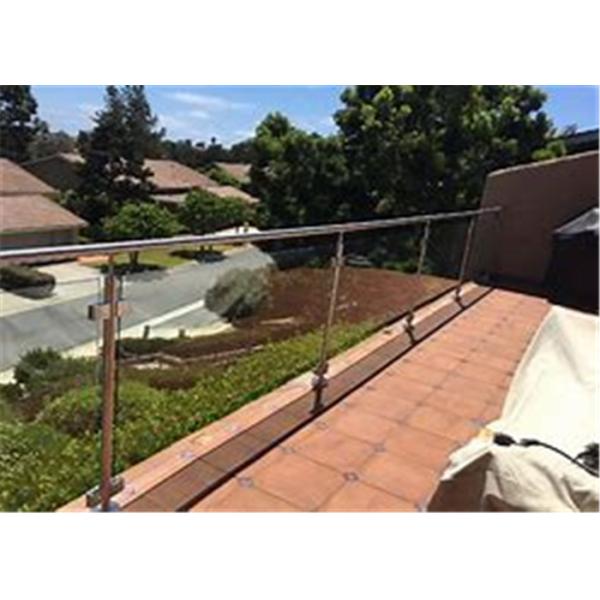 Commercial Frameless Glass Deck Railing Systems Stainless Steel Round Post