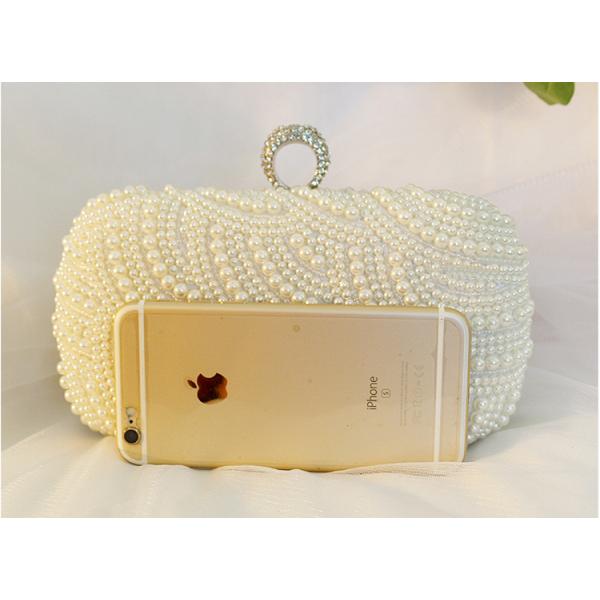 Bride's rhinestone pearl handbag new dinner evening bag socialite's hand sewed beaded gown small wedding bags