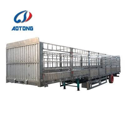 3 Axle Fence Semi Truck Trailer with 90 W mm*13 Thickness mm*10 Layer Leaf Spring