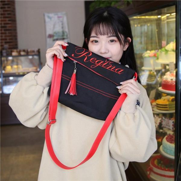 2018 new embroidered tassel single shoulder canvas bag Japan and south Korea fashion single shoulder messenger bag
