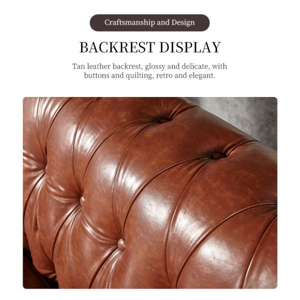 Nidea #8898 Traditional Genuine Leather Chesterfield Arm Set Sofa Sponge Filled Cushions for Living Room Hotel Workshop Luxury Furniture
