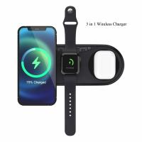 3 portáteis em 1 almofada de carregamento sem fio de Qi 15W para a série do relógio de Apple