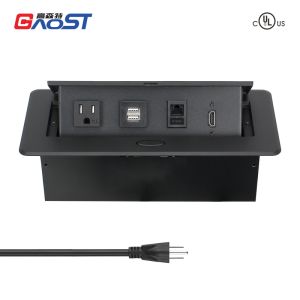 Recessed Floor Pop Up Socket Box Electrical Outlet 10W USB Space Saving