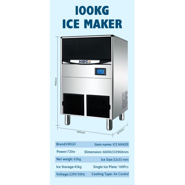 80 кг / 24 часа Crescent Ice Maker с воздушным охлаждением Портативный 80 кг промышленный льдогенератор