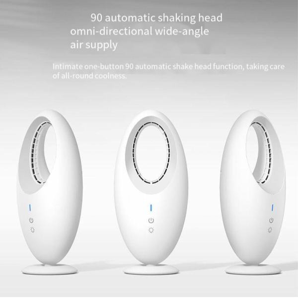 Portable Electric Desk Fan Rechargeable Mini USB Bladeless Table Fan ABS PC Tower Fan