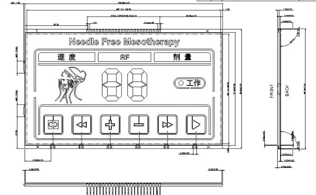 OEM большой размер HTN сегмент LCD дисплей для медицинского лечения